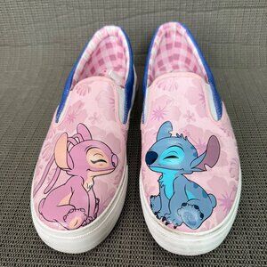 Disney Stitch & Angel Women’s Size 11 Pink Canvas Slip-On Shoes